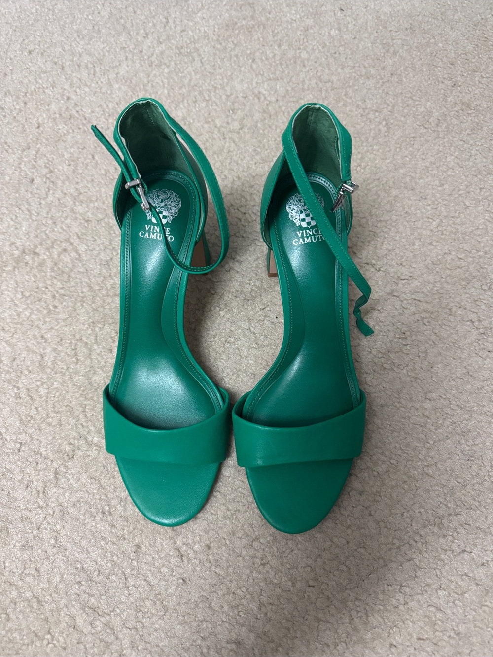 Vince Camuto Emerald Green Open-Toe Ankle-Strap Heels
